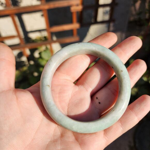 Jadeite Jade Bangle Green Natural Semi Translucent 335ct Myanmar Burma Bracelet - Picture 10 of 15